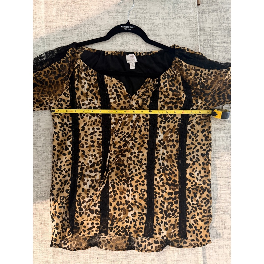 Leopard & Lace Flowy Boho Peasant Shirt - Picture 7 of 7